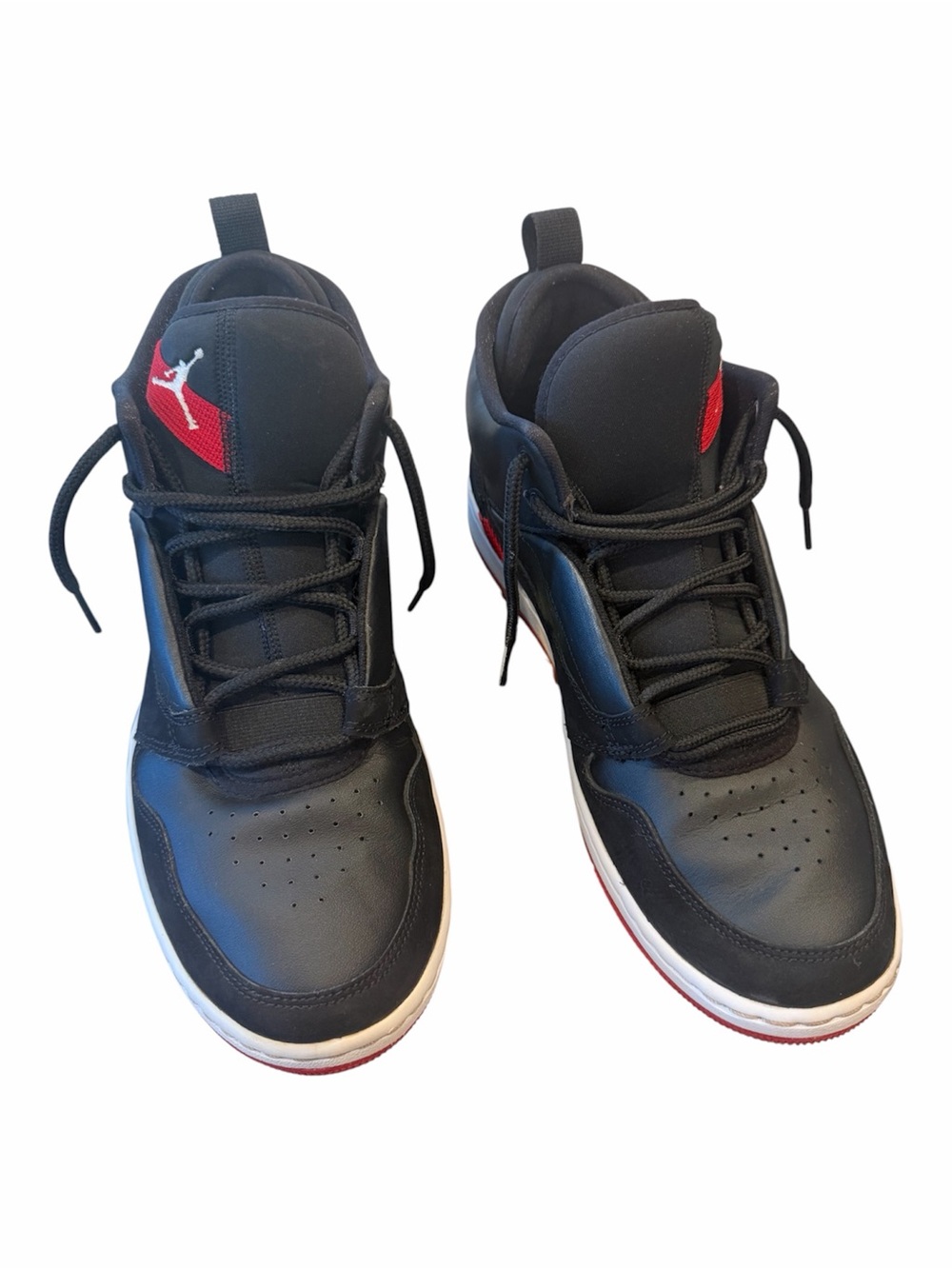 Nike Air Jordan Fadeaway Black Red Bred Leather Athletic Sneakers Shoes Size 10